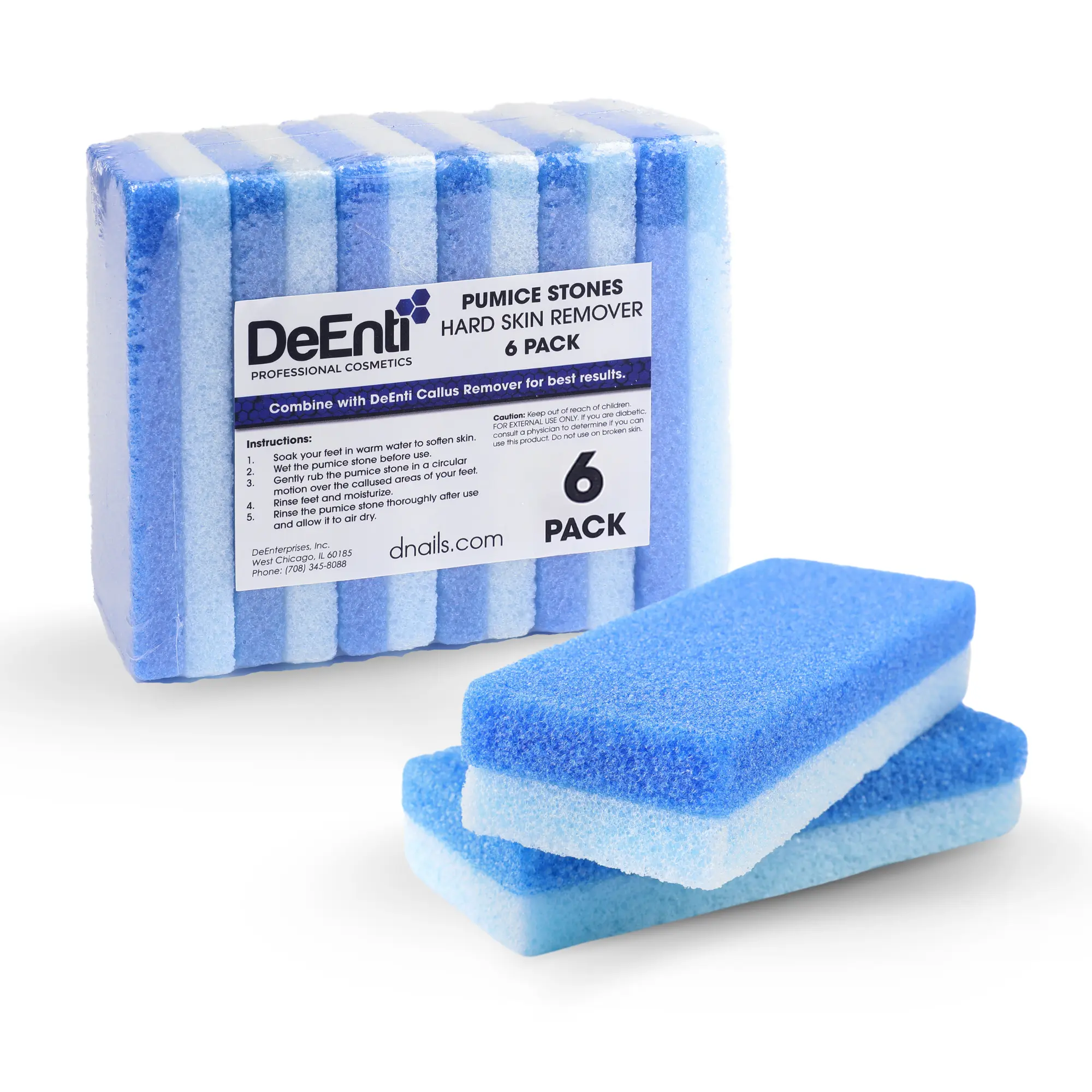 DeEnti Pumice Stones 6pk Professional Grade for Feet Salon Quality Callus Remover Scraper Manicure Pedicure Tools Double Sided Coarse Fine