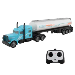 Vokodo RC Semi Truck And Trailer 18" 2.4Ghz Fast Speed 1:16 Scale Rechargeable Battery Remote Control Tractor Oil Fuel Tanker Hauler Car Big Rig 18 Wheeler Toy Vehicle for Ages 3 4 5 6 7 8 Year Old