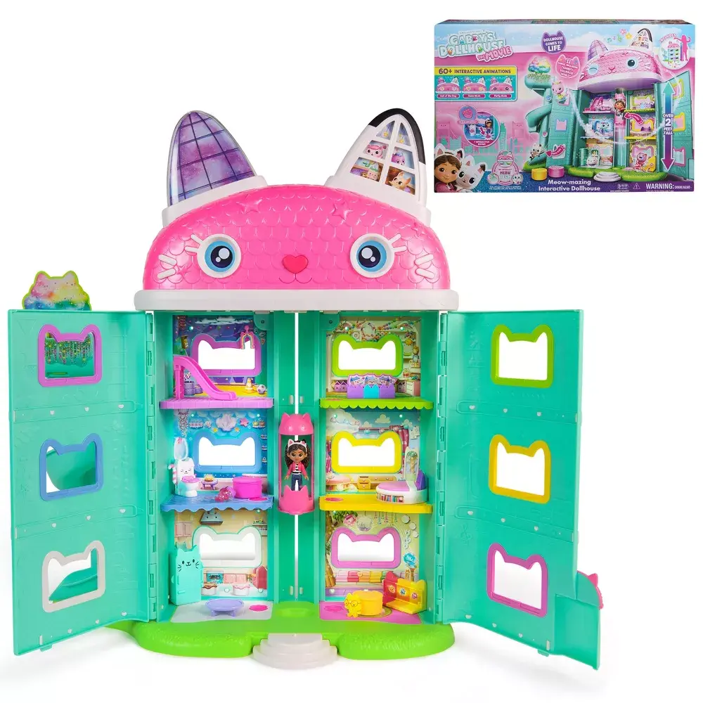 Gabby's Dollhouse: The Movie Meow-Mazing Interactive Dollhouse Digital Eyes Sound FX 7 Rooms