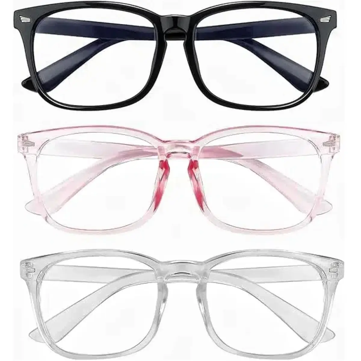 3/2/1 Pack Preppy Style Minimalist Blocking Eyeglasses, Computer Gaming Glasses, Fashion Square Fake Eyeglasses, Chic Trendy All- match Accessories for Men Women for Daily & Back To School,Cheap glasses,Blue Light Glasses