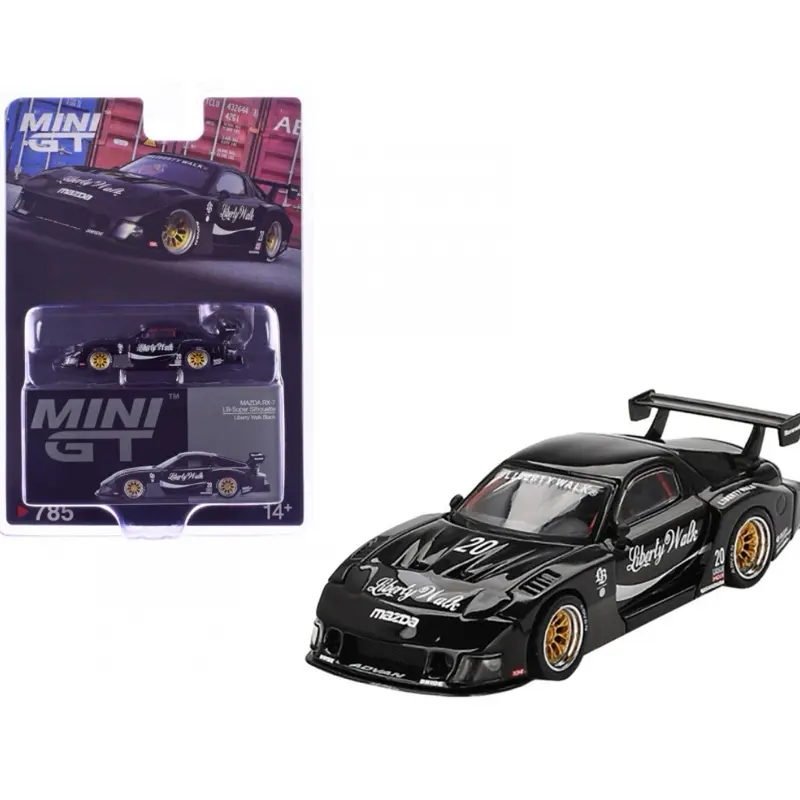 Mini GT Mazda RX-7 LB-Super Silhouette #20 Liberty Walk Black Limited Edition 1/64 Micro-Scale Diecast Collector Model Car, Sports Car Shelf Standout, Diecast Toys for Display Enthusiasts