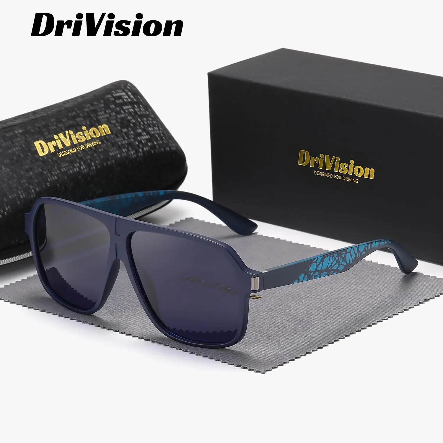 Drivision unisex High-End Craftsmanship fashionable full-frame polarized sunglasses outdoor activities square frame exquisite practical sunglasses UV400.
