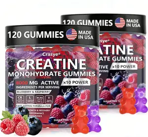 Creatine Gummies Complex 8000mg for Men and Women Creatine Monohydrate Gummy with BCAA Taurine for Muscle Strength and Energy Boost Sugar Free Pre-Workout Supplement - 120 Gummies