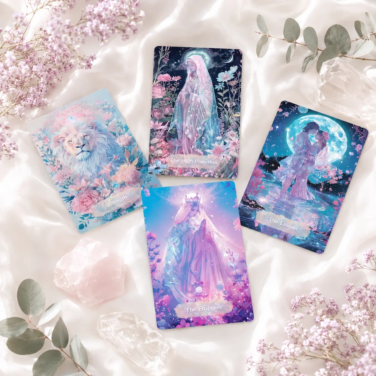 Mystical Realm Tarot Deck, 78 Cards with Pastel Celestial Fantasy Artwork for Beginners