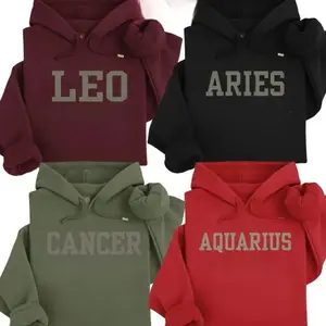 Minimalist Zodiac Hoodie – Astrology Sign Crewneck for Men and Women, Cozy Horoscope Pullover with Bold College Letter Design, Perfect Gift for Zodiac Lovers