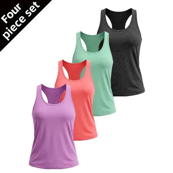 4 Pcs/Pack Women's Summer Racerback Tank Tops BreathableQuick Dry Activewear bra sport sporty t shirt summerwins,travel essentials,camping essentials