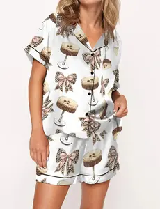 Martini Espresso Coquette Pajama Set Satin For Women, Bridesmaid Gift, Birthday Gift, Gift For Women, Best Friend Gift, Anniversary Gift, Gift For Girlfriend, Gift For Sister, Gift For Mom