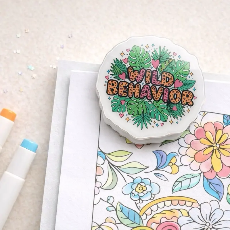 Wild Behavior Acrylic Coloring Page Protector Clip Bookmark 2.5x2.5 Reusable Marker Bleed-Through Prevention for Coloring Books Colorful Coated Tabs Colorful Label Paper