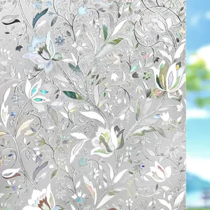 Window Privacy Film, Vinyl Glass Covering, Stained Decorative Film Frosted, Static Window Clings, Non-Adhesive, No-Glue (17.5 x 78.7 inch)