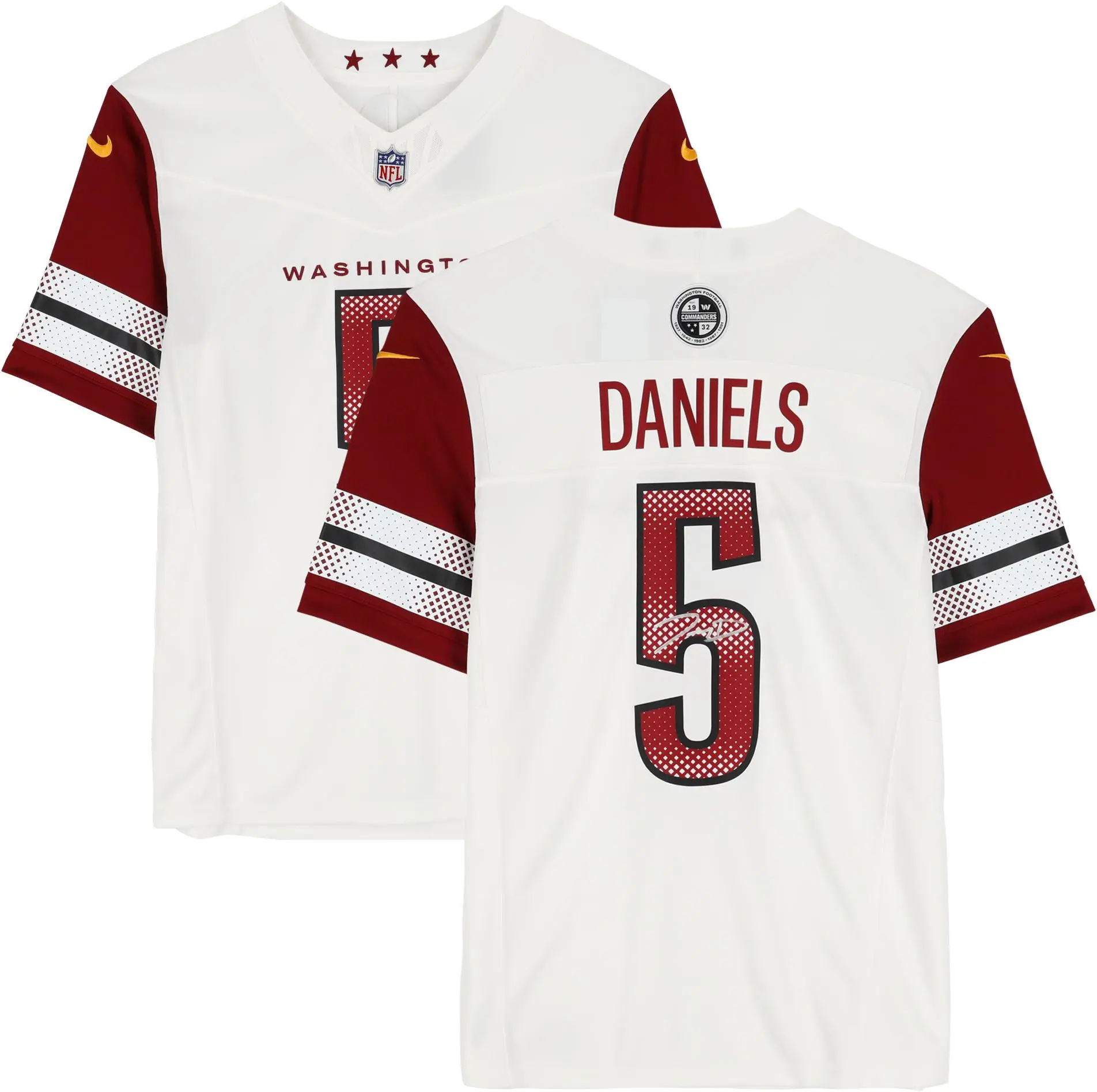 Jayden Daniels Washington Commanders Autographed Nike White Vapor Fuse Limited Jersey - Fanatics Authentic Certified