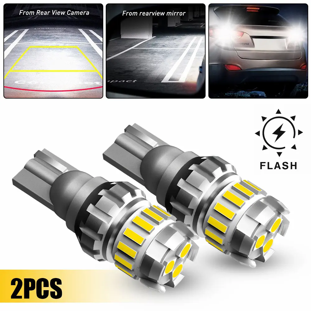 Flash AUXITO 912 921 T15 LED Strobe Flashing backup reverse light Parking Warning Bulbs 2Pcs
