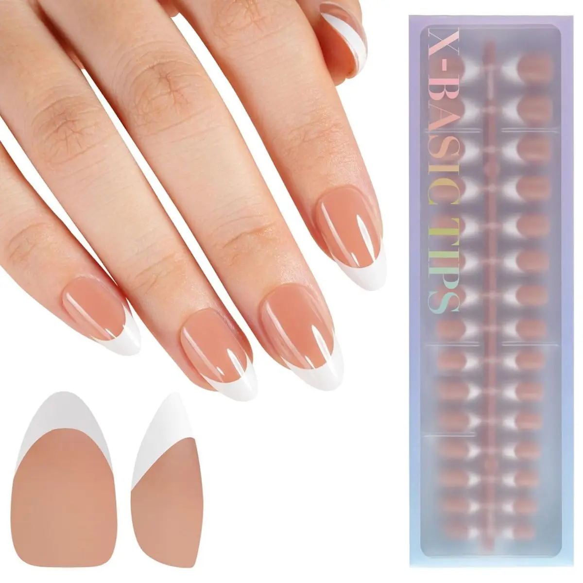 Short Almond Brown white