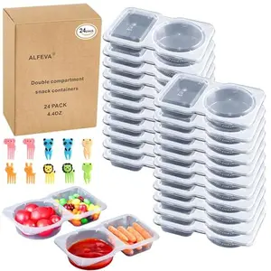 24 Pcs reusable snack containers with Lids, snack containers for kids adults10 Forks, snack pack containers - Lightweight and Stackable, Microwaveable/refrigerator safe