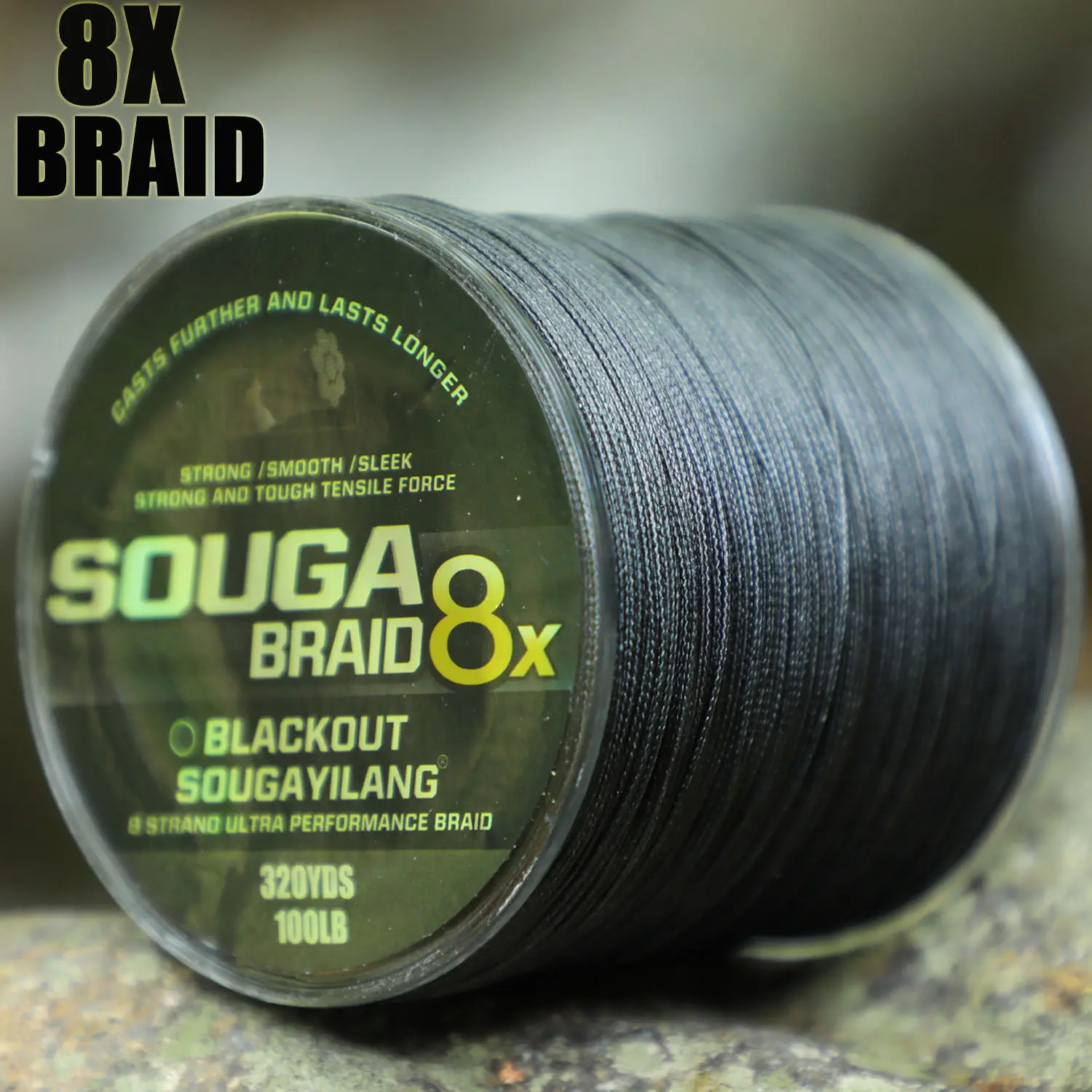Sougayilang 8X Braided Fishing Line - 300m Fluorocarbon Leader Line, Super Power, Abrasion-Resistant, No-Stretch, Durable High-Quality Superline for Freshwater & Saltwater Anglers