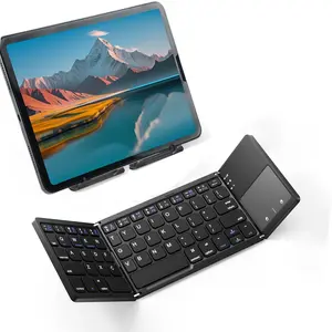 Tri-Fold BT5.0 with Touchpad | Universal for Windows, iOS, MAC, Android | Multi-Device Connection (3 Devices) | Rechargeable Battery | Ultra-Portable Design for computers, tablets and mobile phones Folding Wireless Keyboard