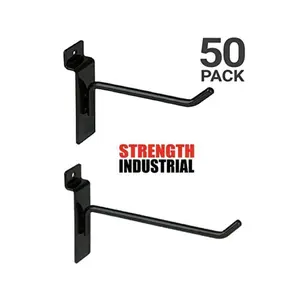 Slatwall Hooks Combo Pack of 25 - 4" Slatwall Hooks + 25 - 6" Slatwall Hooks - Black Finish