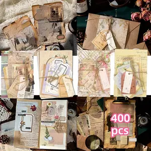 400 Sheets Scrapbook Paper of journaling supplies for Vintage Crafts Planner Bullet Junk Journal Supplies Mixed Media Collage Card Album Embellishments Handmade Gifts DIY Hand Tools Kits Handcraft