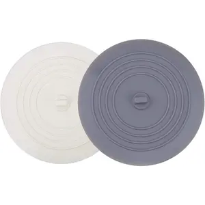 Tub Stopper 2 Pack, 6 inches Large Silicone Drain Plug Hair Stopper Flat Suction Cover for Kitchen Gadgets Bathroom Accessories and Laundry