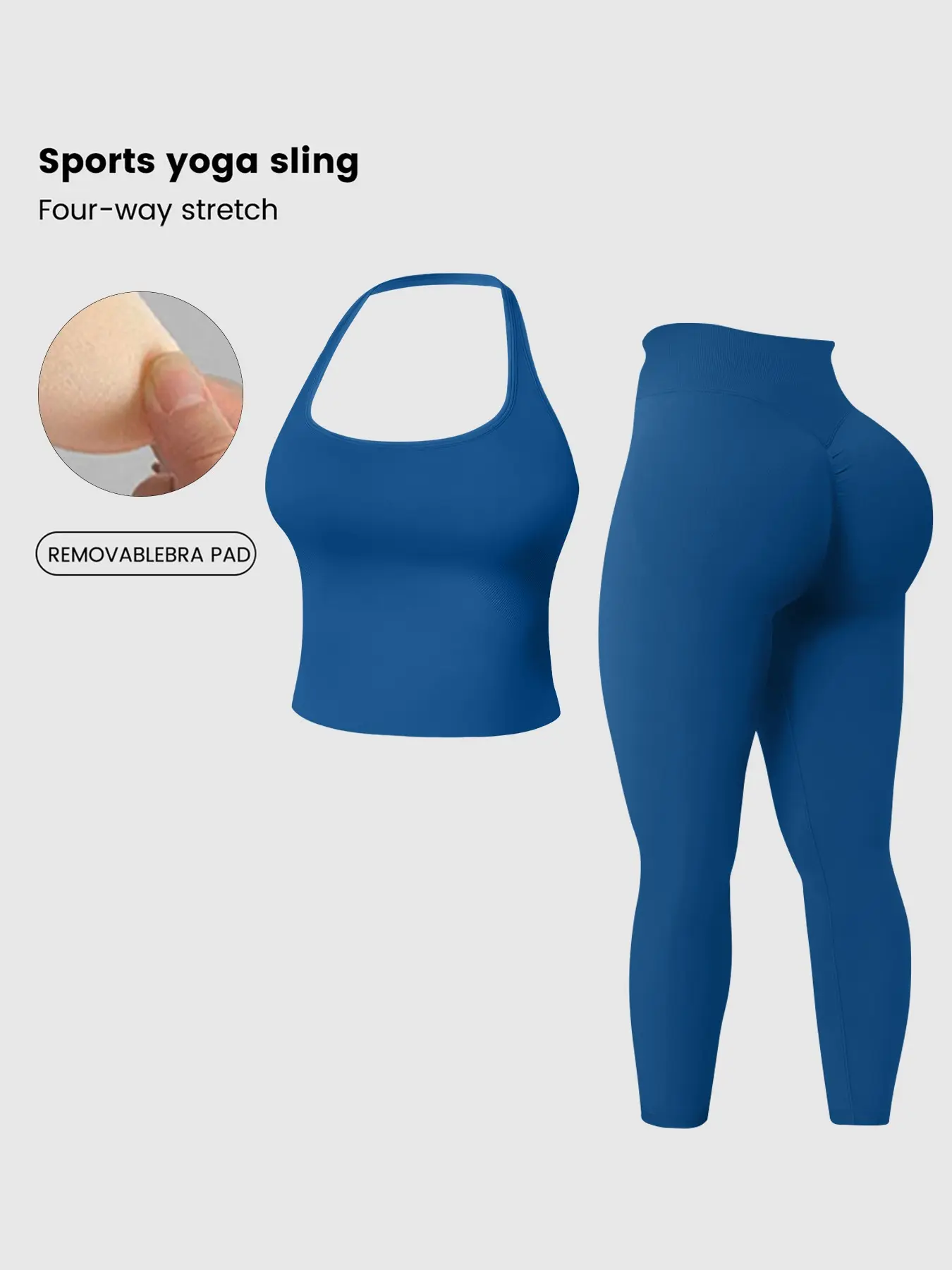 Women's Plain Sporty Workout Sets, Activewear Workout Set, Halter Backless Sports Bra & High-Waisted Tight Pants, Ideal for Gym, Yoga and Outdoor Activities, Fitness Sportswear Set, Gym Yoga Outfits
