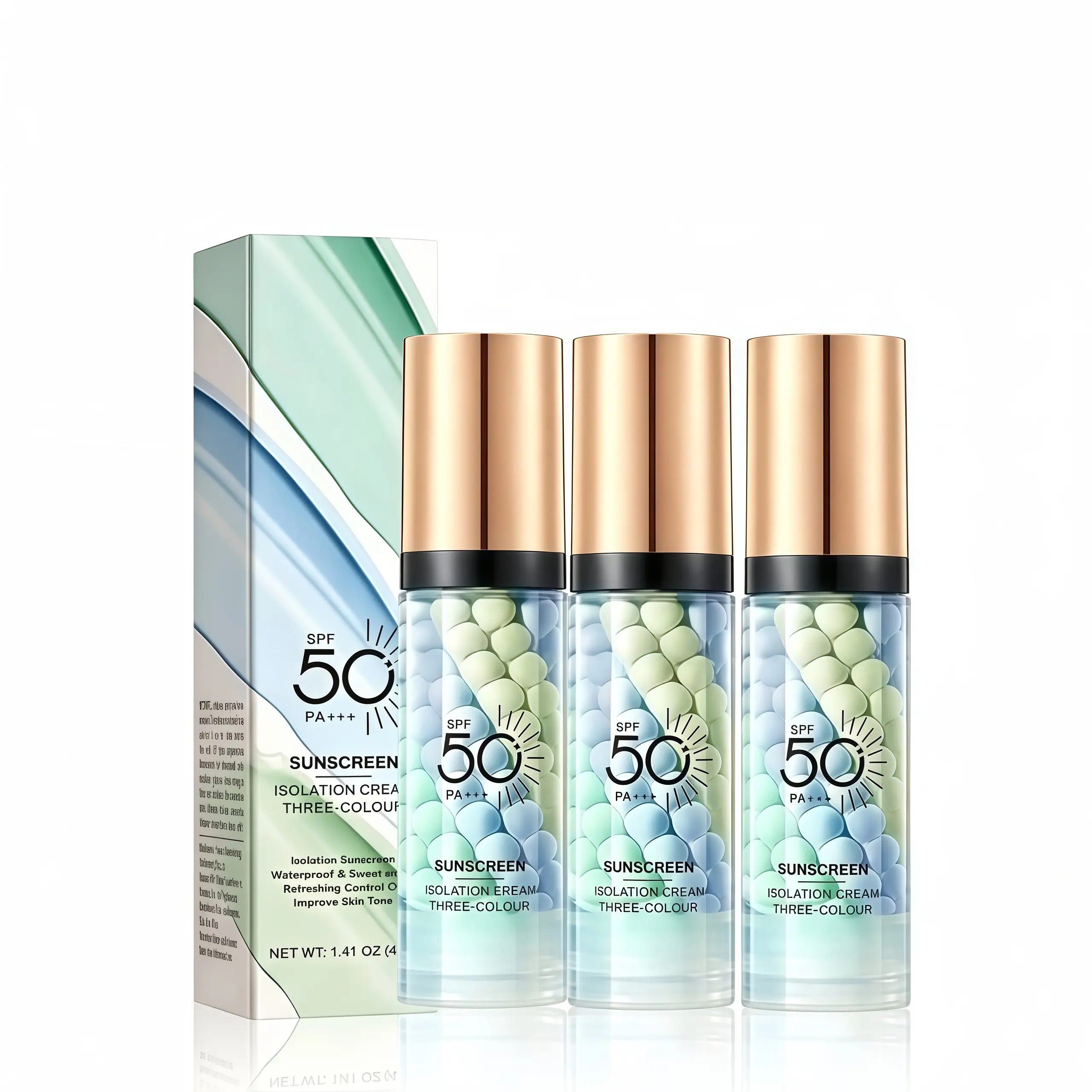 【3PCS】3-in-1 Face Primer with SPF 50+++Sunscreen, Color Correcting Makeup Base, OilControl & Hydrating Skin Tone Corrector, BlursImperfections for Radiant, Smooth Skin