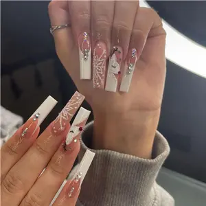 24 PCS Chic Spring Style!Elegant Rhinestone Press-Ons for Feminine Date Vibes