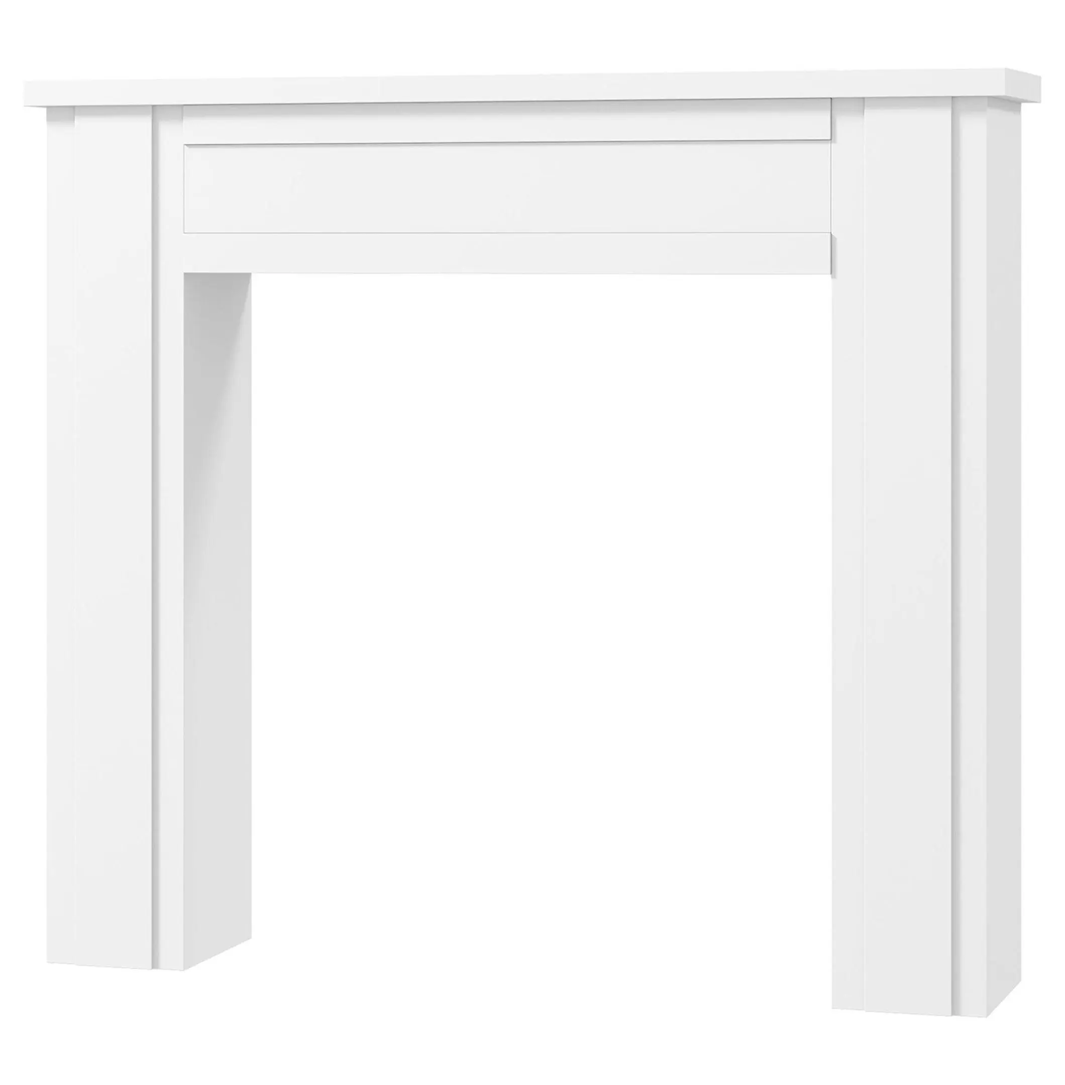 44.7 in White Wood Freestanding Fireplace Mantel with Legged Base, Electric Fireplace Surround, Living Room Indoor Furniture Room Divider Decor