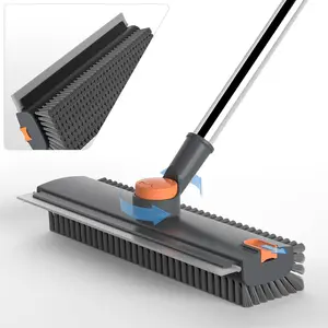 Floor Scrub Brush with Long Handle, cleaning brush,4 in 1 Scrape and Heavy-Duty Stiff Bristle Scrubber Brush for Cleaning Shower Bathroom, Patio, Garage, Kitchen, Wall and Deck
