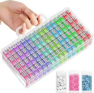 64 Jars Storage Containers for Diamond Art Kits for Adults, Portable Storage Organizer with Sticker Labels for Diamond Painting Accessories and Tools