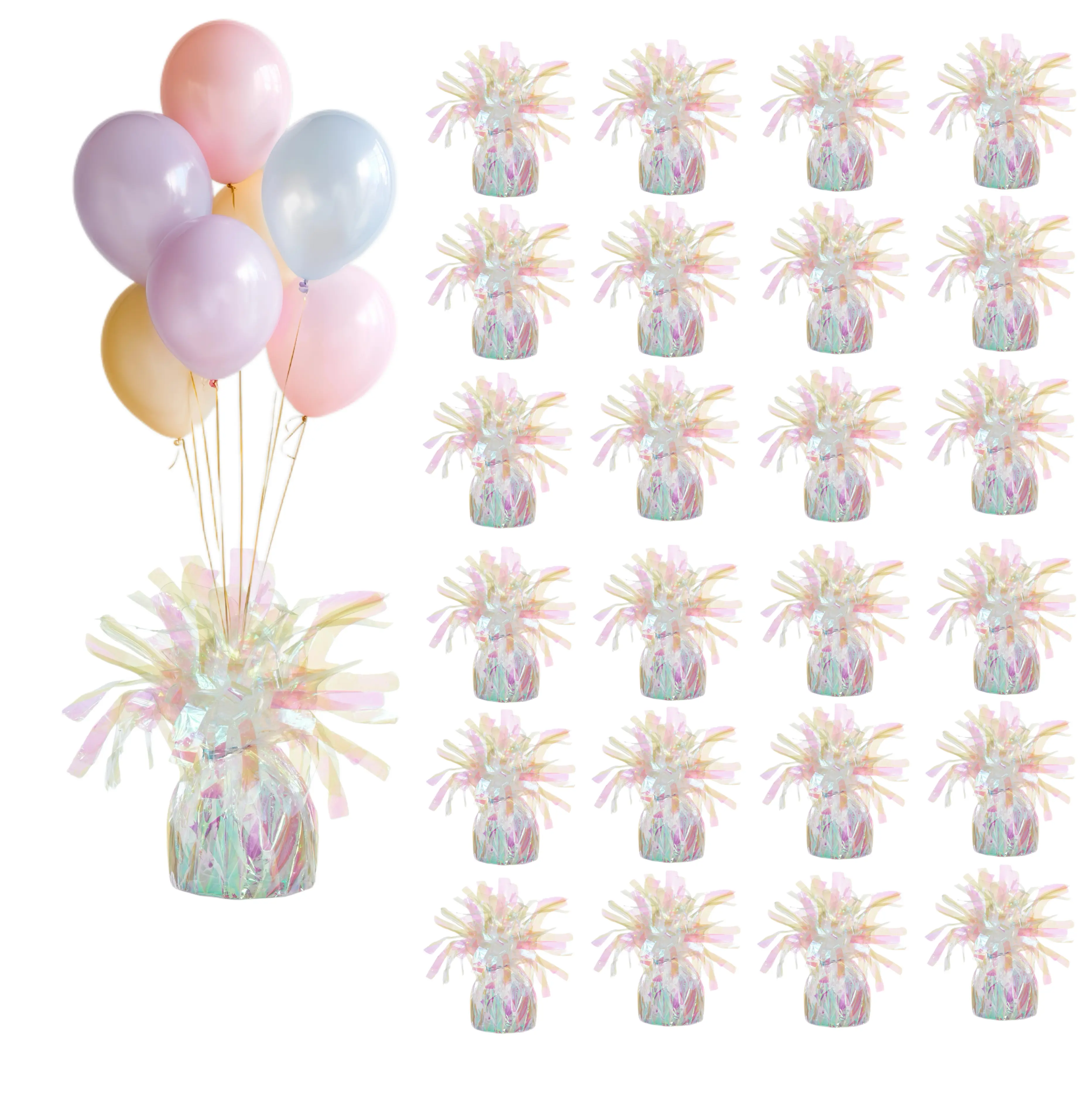 Pastel Balloon Centerpieces with Feathers - 24pcs Reflective Festive Party Decorations for Birthday Celebrations & Home Event Supplies