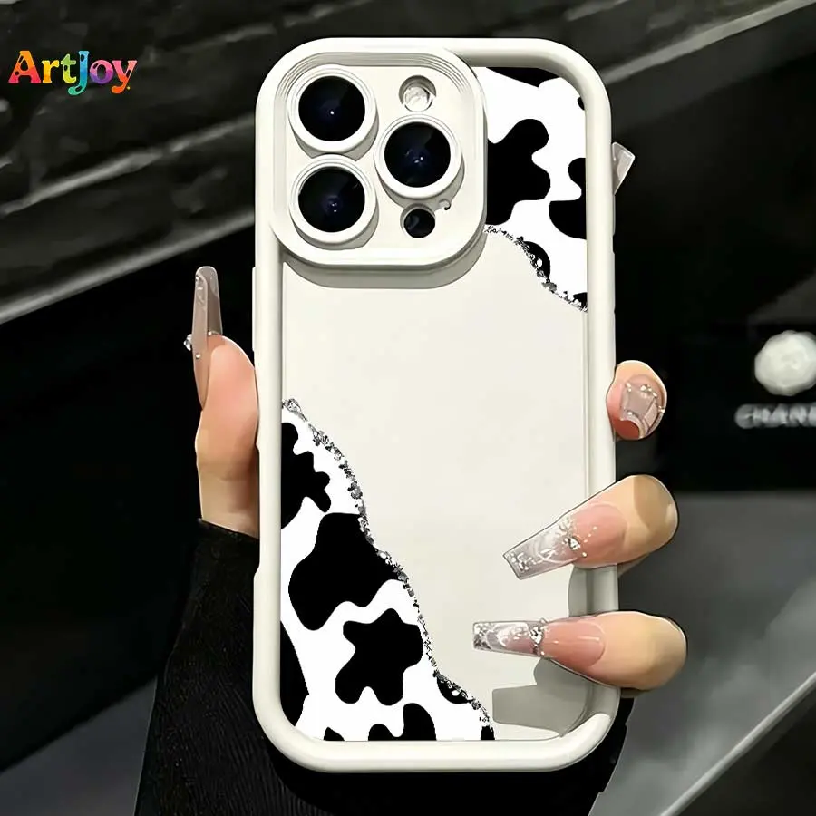 Cow Print Patchwork Neutral Shockproof TPU Smartphone Casing - Protective Cellphone Accessory for iPhone 17 Pro Max,16,15,14,13 & Galaxy S25,S24,S23,S22,S21 PLUS/FE/Ultra,A33 - Ideal Birthday Gift, Accessories