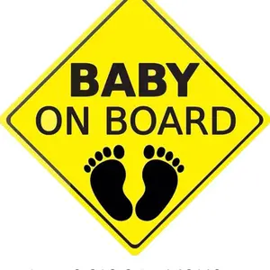 Baby on Board Car Sticker (3.9"x3.9") High-Visibility Safety Sign with Cute Footprint Design, Weatherproof & Fade-Resistant for Ultimate Child Protection vinyl decal