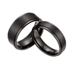 OIDEA 8mm Black Brushed Titanium Ring - Men's & Women's Lightweight Comfort Fit Wedding Band, Titanium Construction Rings