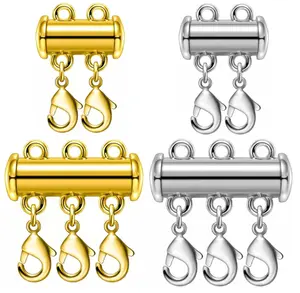 Necklace Layering Clasps Magnetic Slide Lock Clasp Necklace Connector Multi Strands Slide Tube Clasps