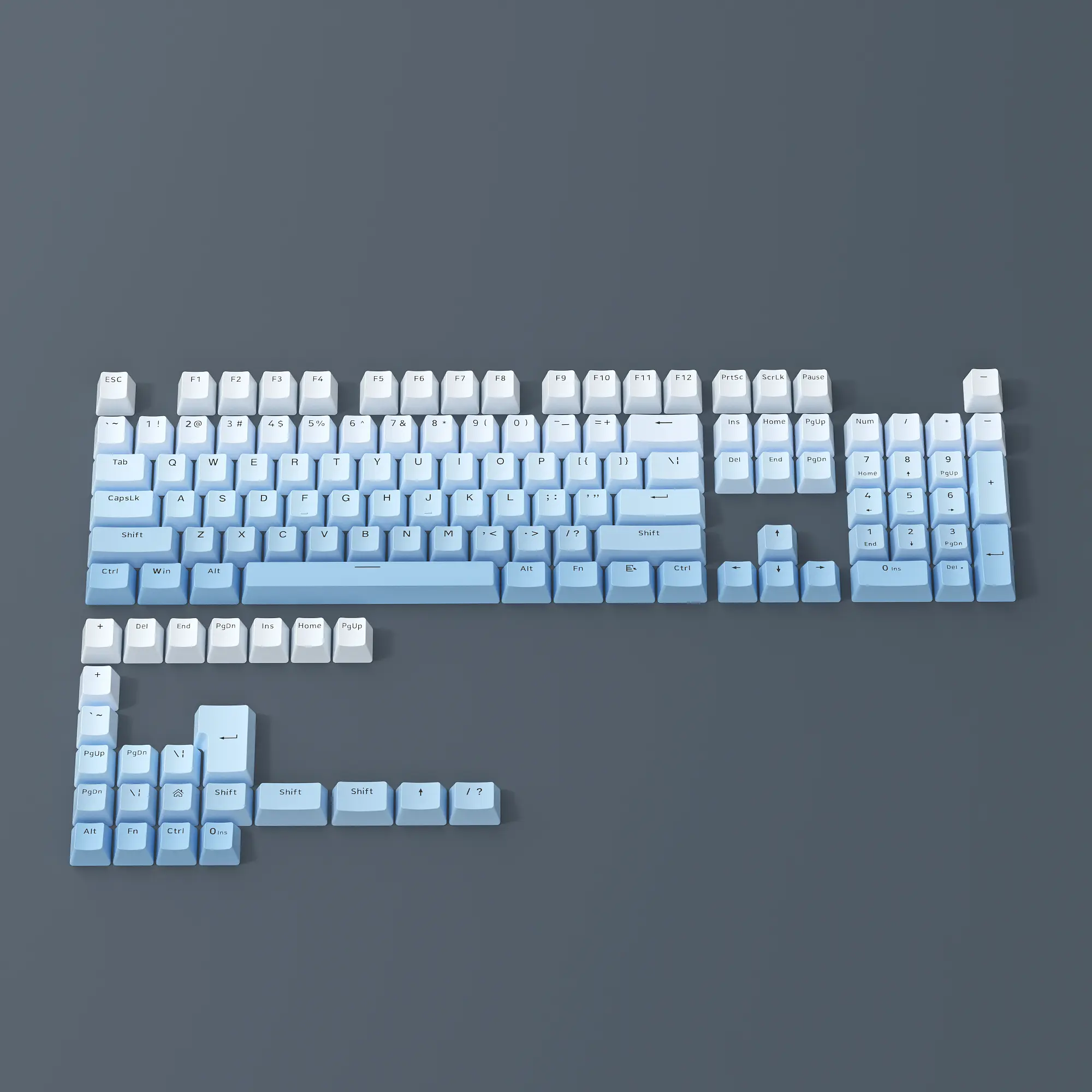 Front Engraved Gradient Blue-132 Keys