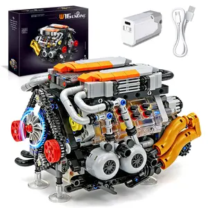 1063PCS  W16 Engine Model Kit that Runs, Build Your Own Visible Car Motor Building Toy Set for Adults & Teens