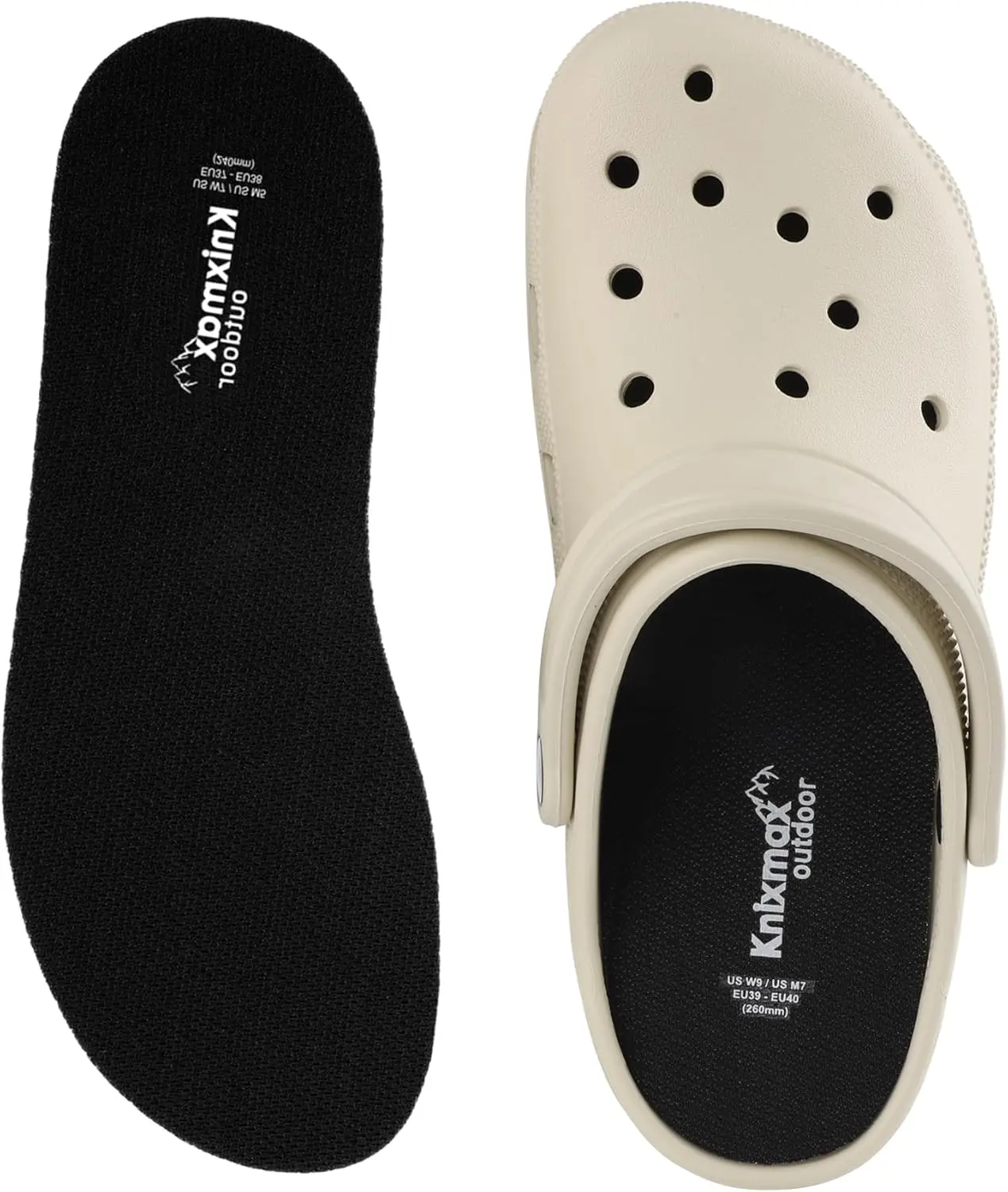 Knixmax Unisex Insoles - Ultra-Thin Soft Liner Replacement for Clogs, Crocs & Work Shoes, Durable Moisture-Wicking Cushion for Outdoors, Walking Shoes, Footwear, Nurses, Durability, Women, Breathable, All Seasons, 6/Eu39, Clean In Warm Water, Wide Fit, Fo