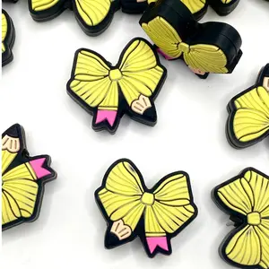 1pc Get Your Bow On Silicone Focal Beads | Pencil Teacher Beading & Craft Supplies