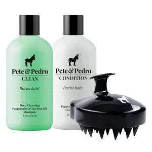 The Hair & Scalp Essentials Kit – Tea Tree Shampoo, Peppermint Conditioner & Scalp Massager Brush | Deep Clean, Oil & Buildup Removal, Flake Control, Itch Relief, Scalp Detox, Root Stimulation, Cool Tingle | Healthy, Softer, Clean Hair | Scalp Care System