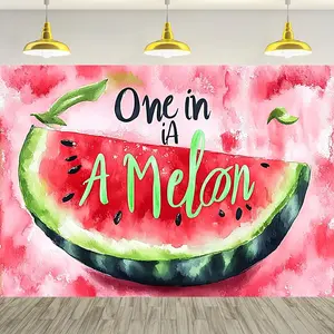 2D flat banner, 1pc， Fruit themed background banner in watermelon style, suitable for birthdays, weddings, baptisms, and other events, party decorations banners, Wall Hanging Backdrop