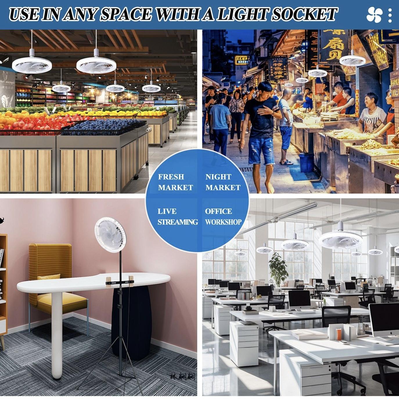 All-in-One E27 Ceiling Fan Dimmable Light Variable Speed Multi-Scene Compatibility Modern Design Energy Efficient