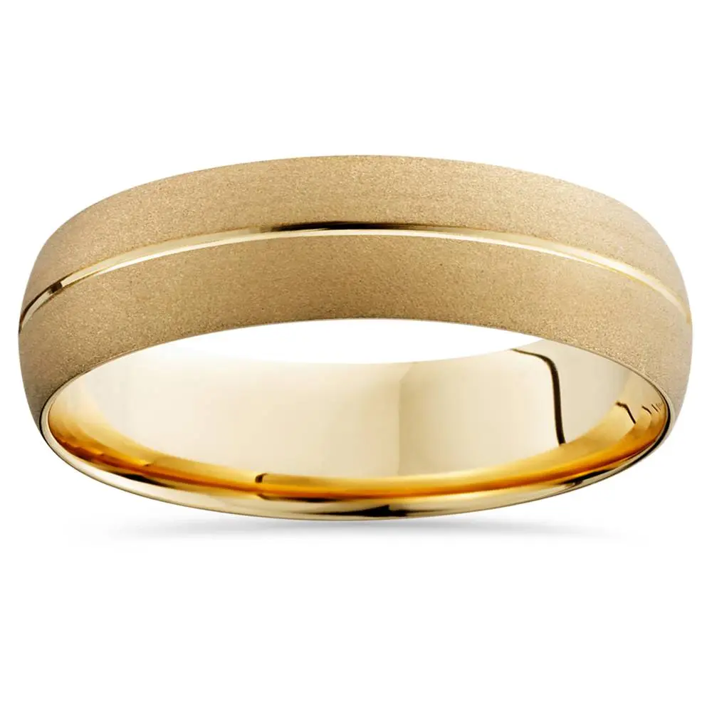 Mens 14k Yellow Gold Comfort Fit 6mm Wedding Band Ring