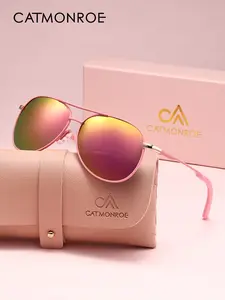 Women's Polarized Square Frames Fashionable Stainless Steel Sun Protective Sunglasses Uv400 Protection, Durable Metal Frame Design, Ideal for Driving & Casual Wear, Perfect Gift Choice