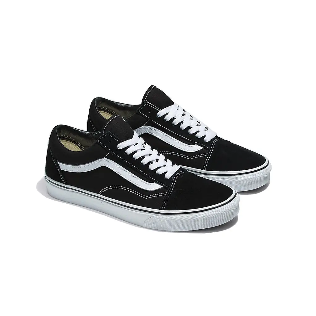 VANS Old Skool Casual Footwear, Black/White Low-Top Sneaker in Suede & Canvas with Iconic Sidestripe for a Classic Skater Style, Trainer, Rubber, Walking Shoes, Sports Shoes