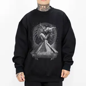 Women's Long Sleeve Round Neck Aztec Warrior Mayan Calendar Chicano Art David Gonzales Dga Sweatshirt, Cotton-Polyester Fabric, Loose Casual Tops Clothes