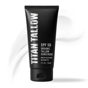 Titan Tallow SPF 50 Organic Tallow Sunscreen, Water Resistant 80 Minutes, Daily Sun Protection, 5 Fl Oz / 148 mL
