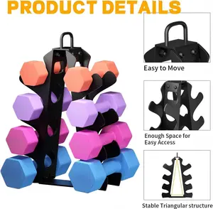 4-Tier Dumbbell Rack – Heavy Duty Weight Storage for Home Gym, Compact Free Weights Organizer Stand, Dumbbell Holder for Small Spaces, Apartment, Garage, Fits 5-15 lbs (Rack Only)