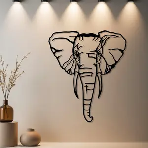 Housewarming Gift, 1pc Elephant Metal Wall Art Decor with Premium Finish, Minimalist Animal Design - Ideal Gift for Christmas, Housewarming, Birthday, Anniversary - Home Wall