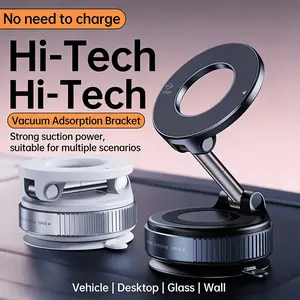 This 360° rotatable foldable car phone mount, Car phone holder, uses dual-sided magnetic and vacuum adsorption technology, with strong adhesion to fix your phone, One-hand operation, install and use instantly without tools