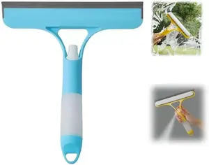 3 in 1 Window Cleaning Scraper, 2025 New Squeegee for Shower Glass, 3 in 1 Spray Function for Glass Doors, Windows Glass, Mirrors, Car Glass Scraper, Brush. All-Purpose Window Cleaner Tool – Upgraded Cleaning Version
