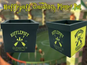 Hufflepuff Quidditch Team Planter Pot with Drainage Hole 3D Printed
